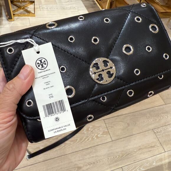 Tory Burch Willa Chain Wallet Crossbody Bag 175973 Black $525 - Picture 8 of 10